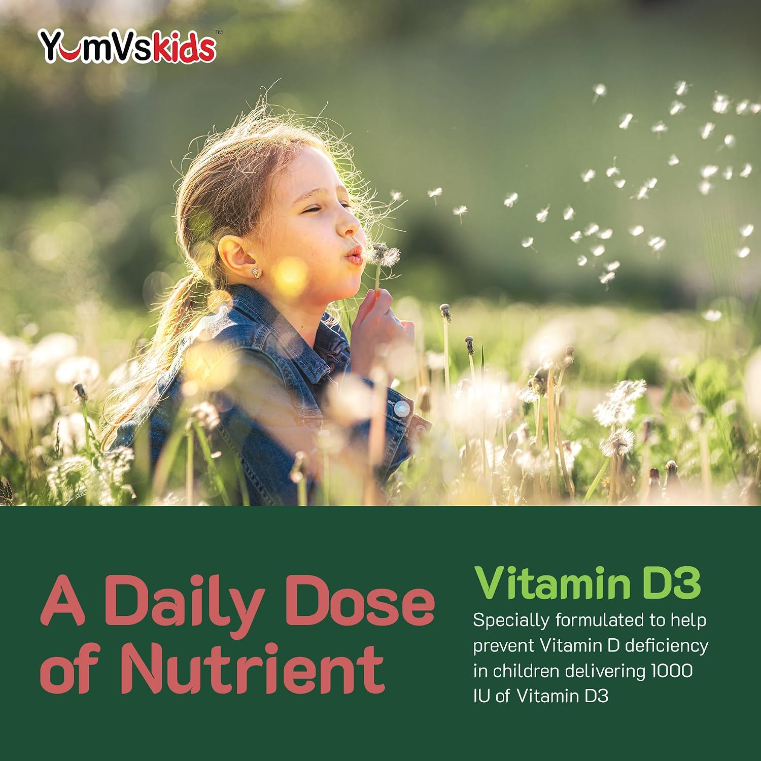 YUM-V's Gomitas de Vitamina D3 para Niños - 1000 UI - 60 Gomitas