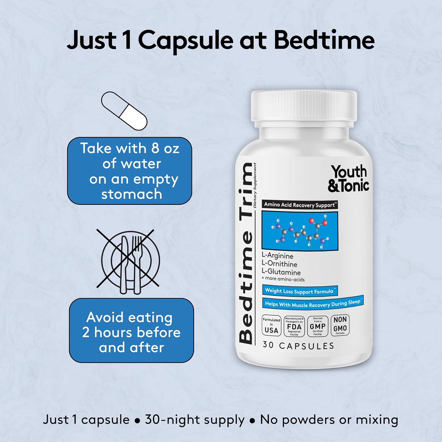 Youth & Tonic Bedtime Trim – Cápsulas nocturnas para control de peso (30 unidades)
