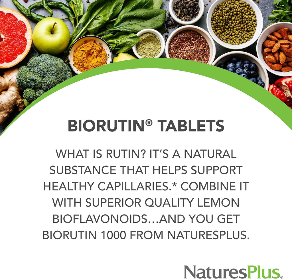 NaturesPlus Biorutin - 1000 mg, 90 comprimidos - Complejo de bioflavonoides y rutina
