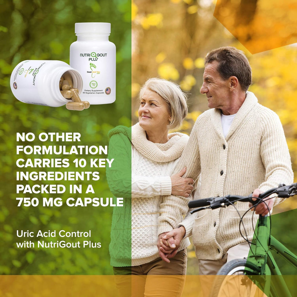 Gout and You NutriGout Plus - Suplemento para el Ácido Úrico - 60 Cápsulas Vegetarianas - 750 mg por Cápsula