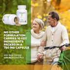 Gout and You NutriGout Plus - Suplemento para el Ácido Úrico - 60 Cápsulas Vegetarianas - 750 mg por Cápsula