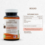 Boldo 60 Cápsulas, 1000 mg, Hoja Seca de Boldo (Peumus boldus) (60 Cápsulas)