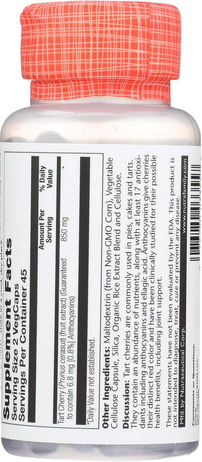 SOLARAY Extracto de Cereza Ácida 425mg | 90 Cápsulas | Concentrado con Antocianinas