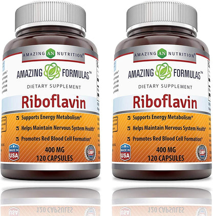 Amazing Formulas Riboflavina 400mg, 120 – Funcionamiento del sistema nervioso: Contribuye al funcionamiento normal – Image 7