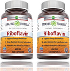 Amazing Formulas Riboflavina 400 mg Cápsulas | Suplemento de Vitamina B2 | No OGM | Sin Gluten | 240 Cápsulas