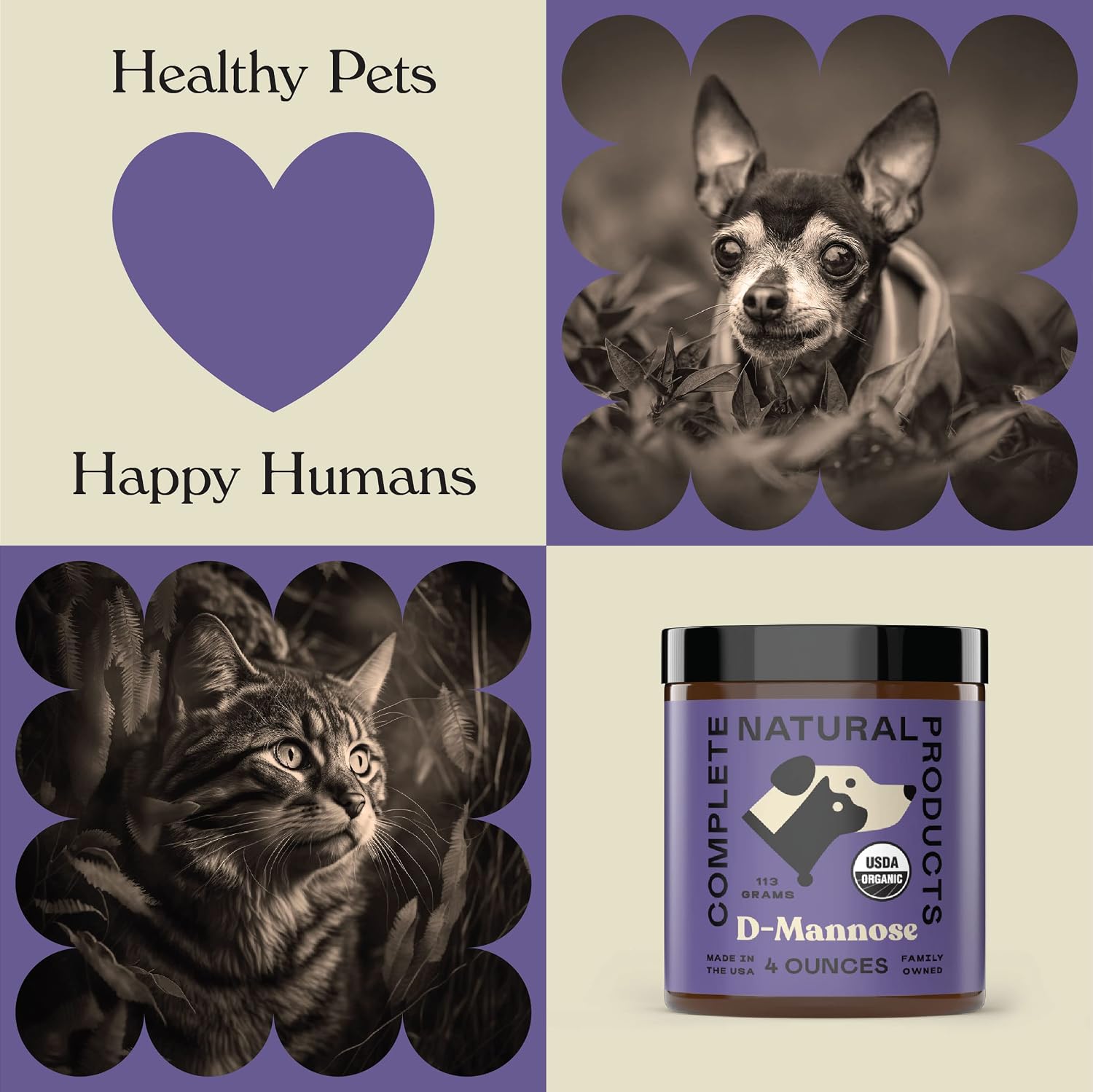 CNP Organic D'Mannose Powder for Pets 4oz - Polvo de D-Mannosa Orgánica para Perros y Gatos
