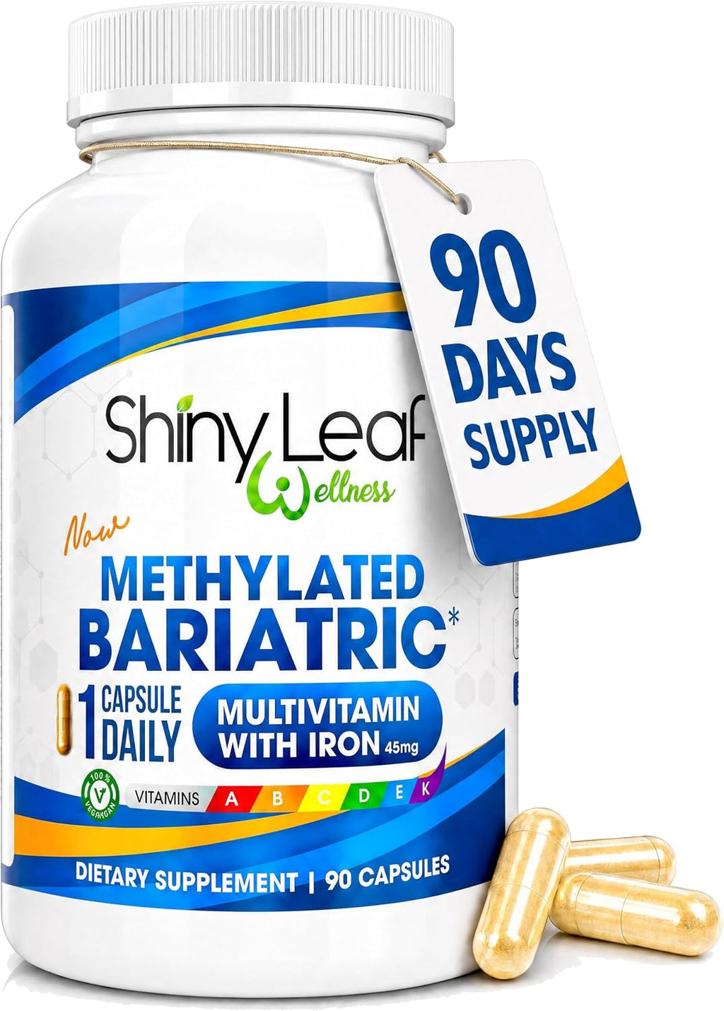 Shiny Leaf Multivitamínico Bariátrico Metilado con Hierro 45mg – 90 Cápsulas Vegetales