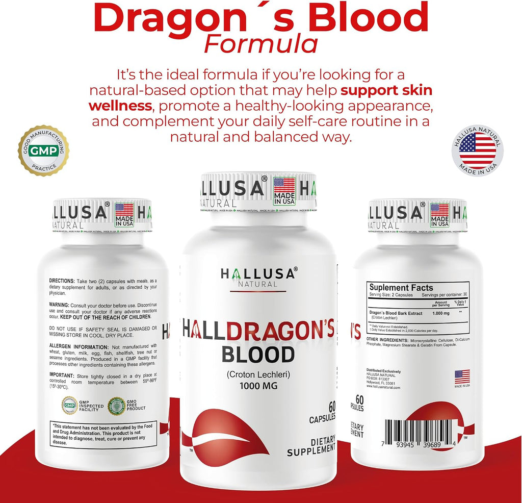 Cápsulas de Sangre de Dragón 1000mg | Croton Lechleri | Hallusa Natural