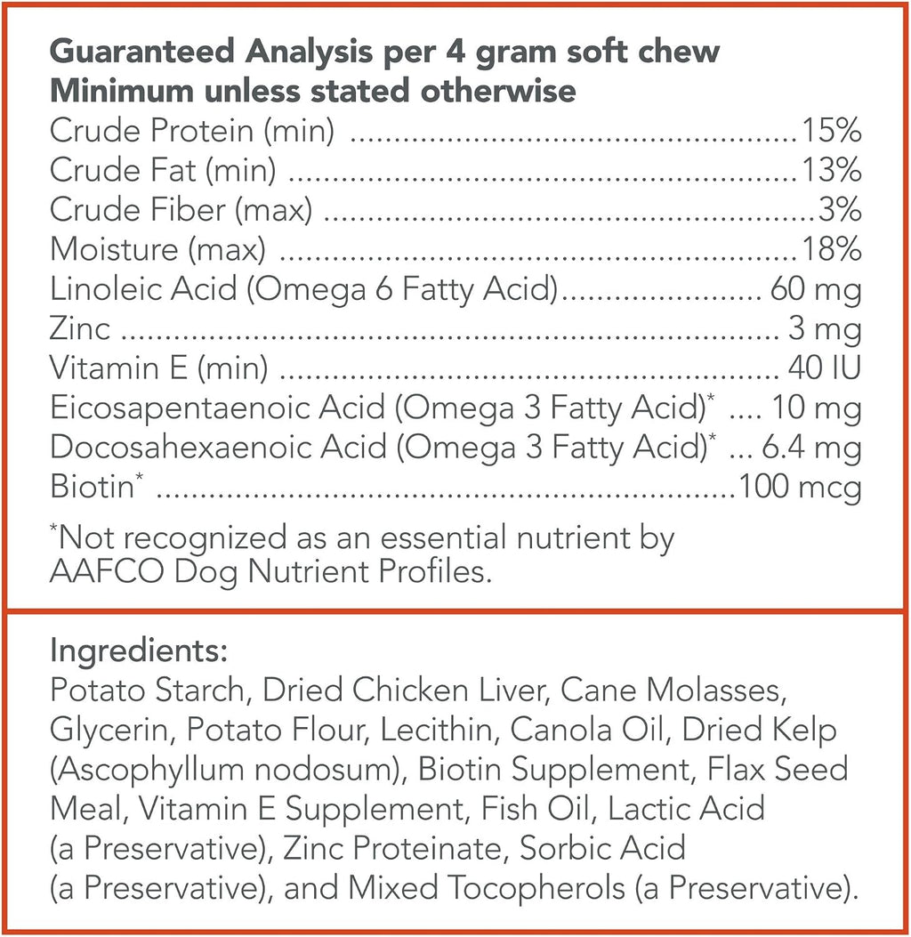 Vet's Best - Suplementos para la Piel y el Pelaje de Perros con Vitamina E y Biotina, 30 Masticables Blandos