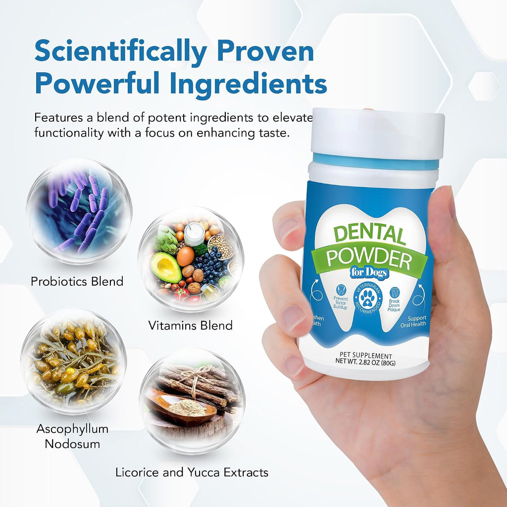 Polvo Dental para Perros - Control de Placa y Sarro, Refrescante del Aliento | Spanielbuns