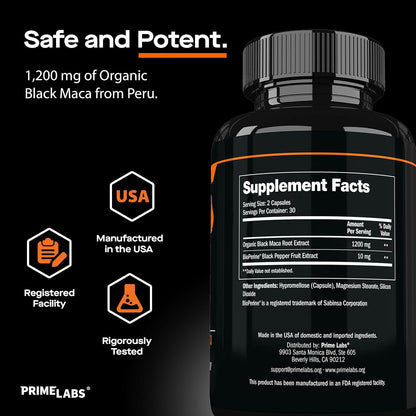 Prime Labs Maca Negra Orgánica 1200mg - – Maca Negra Orgánica (Extracto 20:1): Concentración óptima para una – Image 5