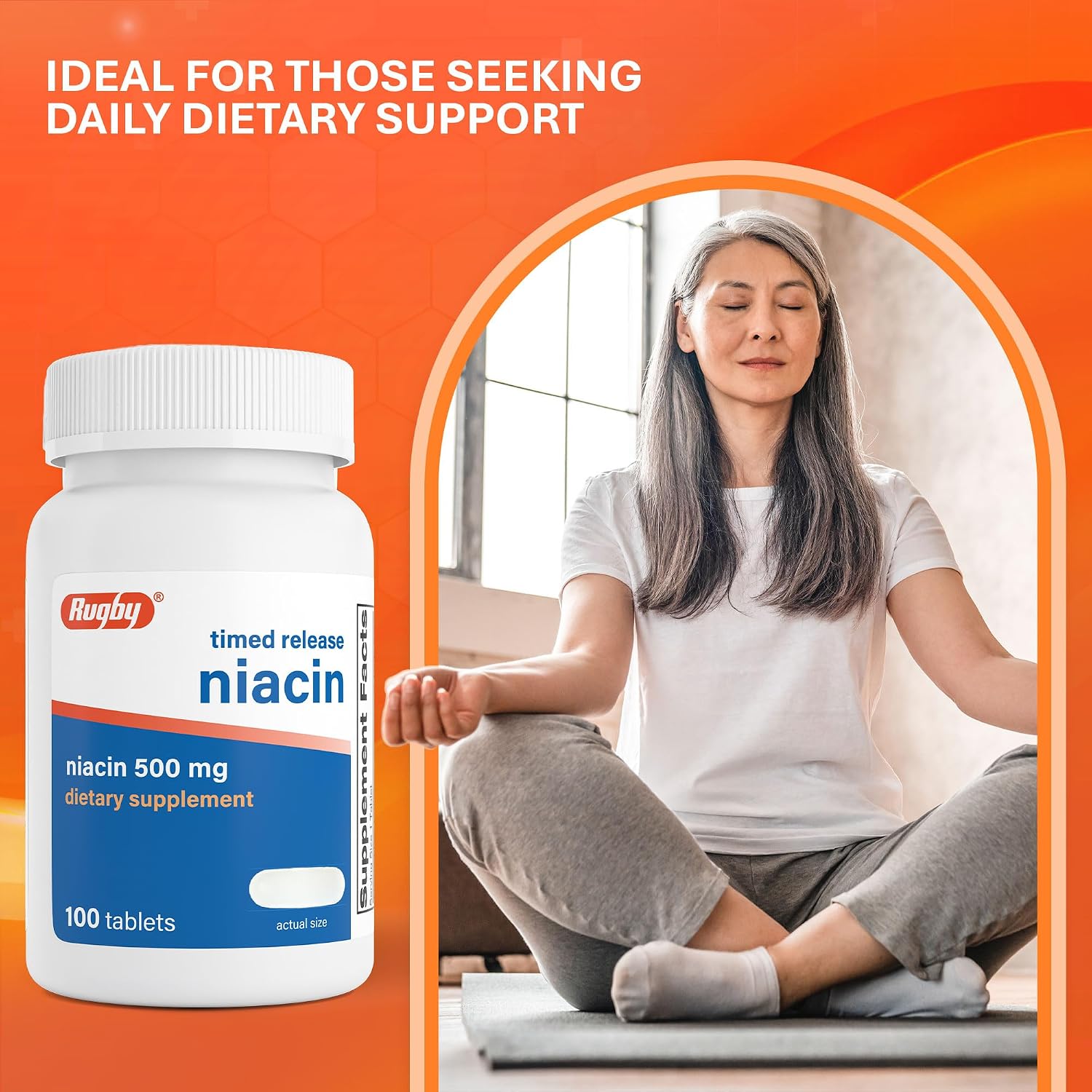 Rugby Niacina 500mg Liberación Prolongada con Calcio - 100 Comprimidos (Pack de 3)