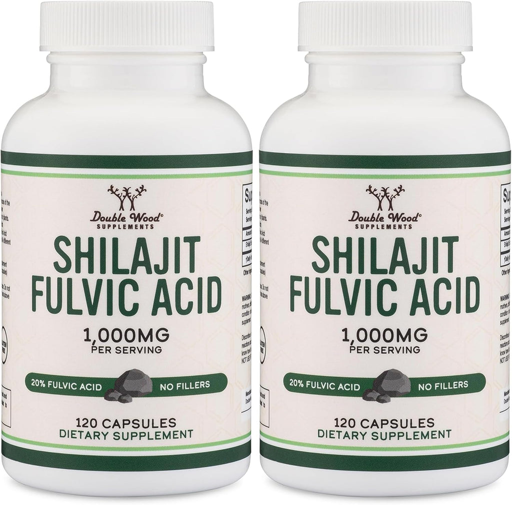 Shilajit Puro del Himalaya Cápsulas - 1000mg con 20% Ácido Fúlvico - 120 Cápsulas - Double Wood