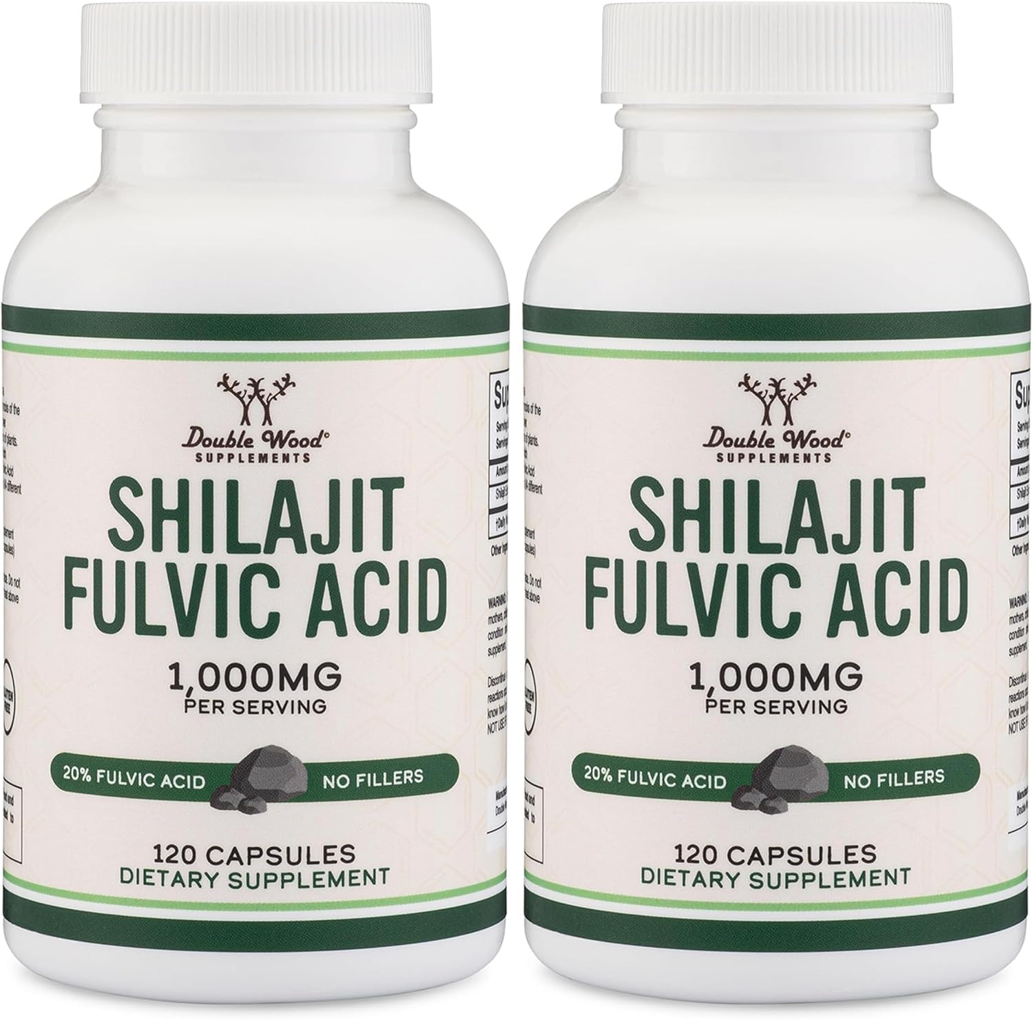 Shilajit Puro del Himalaya Cápsulas - 1000mg con 20% Ácido Fúlvico - 120 Cápsulas - Double Wood