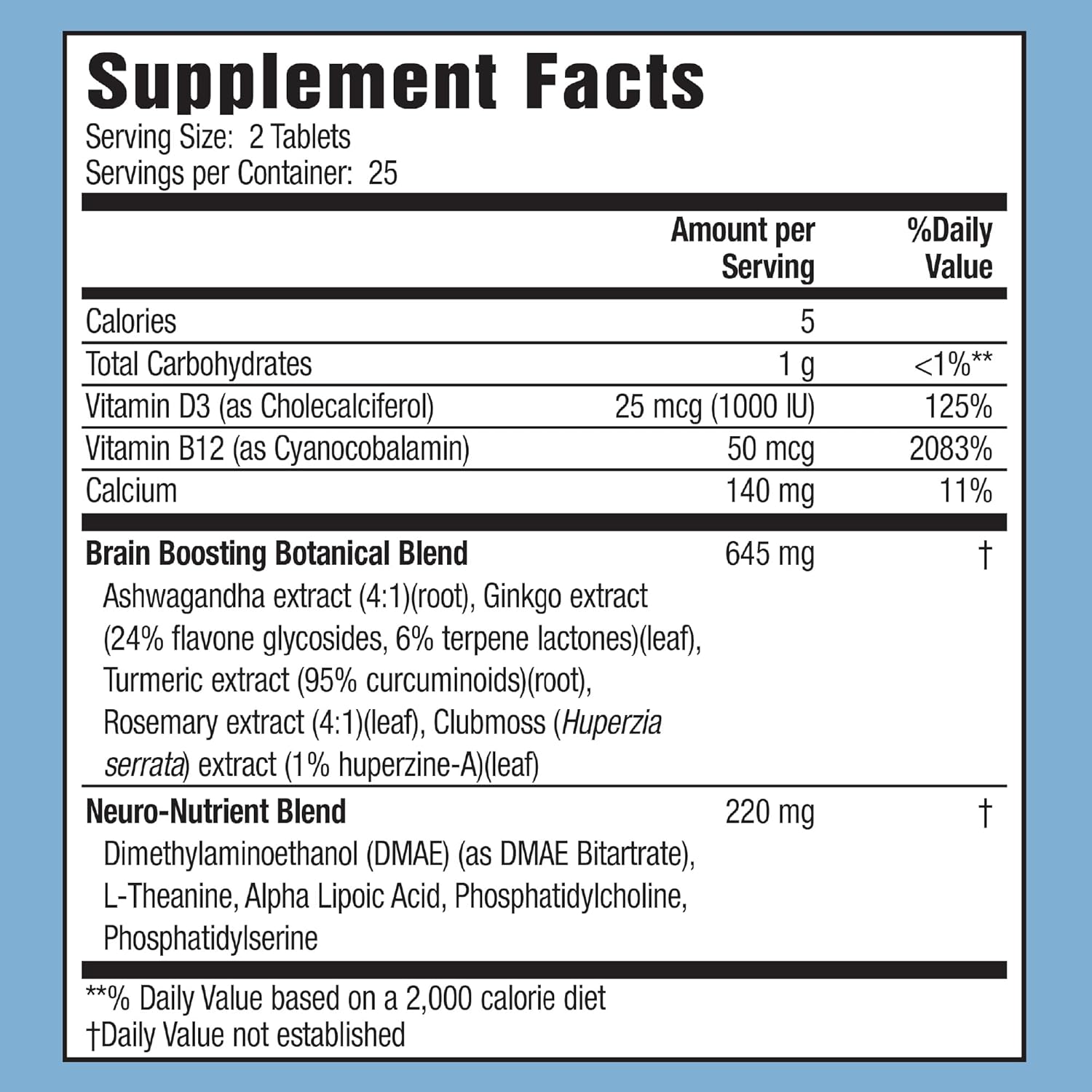 Applied Nutrition Healthy Brain All-Day Focus - 50 Tablets - Brain Booster with Ginkgo and Turmeric