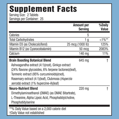 Applied Nutrition Healthy Brain All-Day Focus - 50 Tabletas - Potenciador Cerebral con Ginkgo y Cúrcuma – Image 2