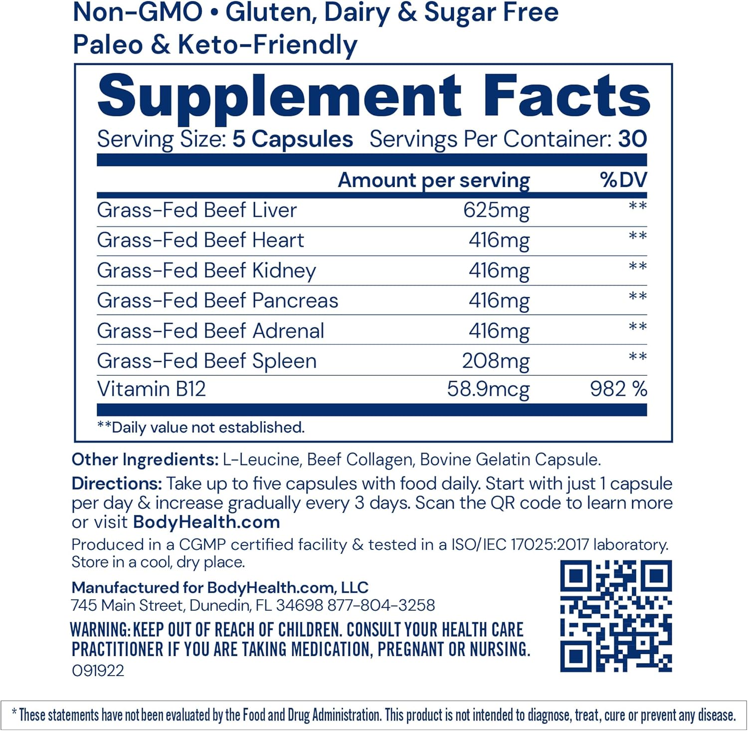 BodyHealth Organ+ Complejo de Órganos de Ternera - 150 Cápsulas