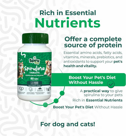 SPIRU PAW Comprimidos de Espirulina para Perros y Gatos - Complemento Natural con Microalgas - 60 Comprimidos – Image 3