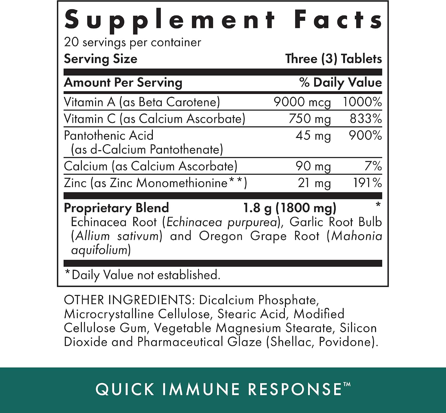 Quick Immune Response - 60 Comprimidos Vegetales - Apoyo Inmunitario