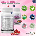 MoxyVites Multivitamínico Metilado para Mujeres con Hierro - 44 Nutrientes Fermentados de Alimentos Integrales - 90 Cápsulas Veganas
