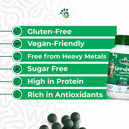 SPIRU PAW Comprimidos de Espirulina para Perros y Gatos - Complemento Natural con Microalgas - 60 Comprimidos – Image 4