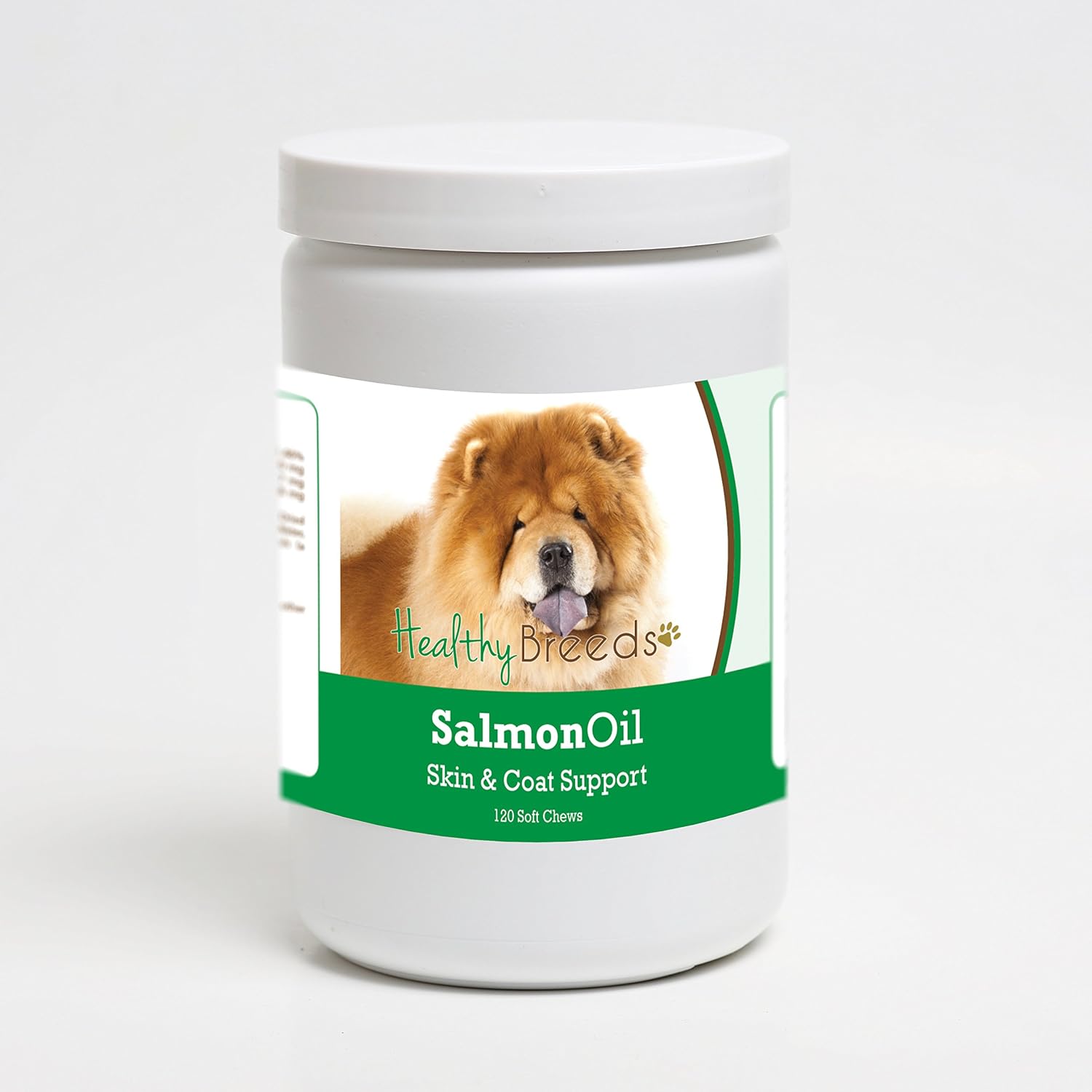 Healthy Breeds Golosinas Blandas de Aceite de Salmón para Perros Chow Chow, 120 Unidades
