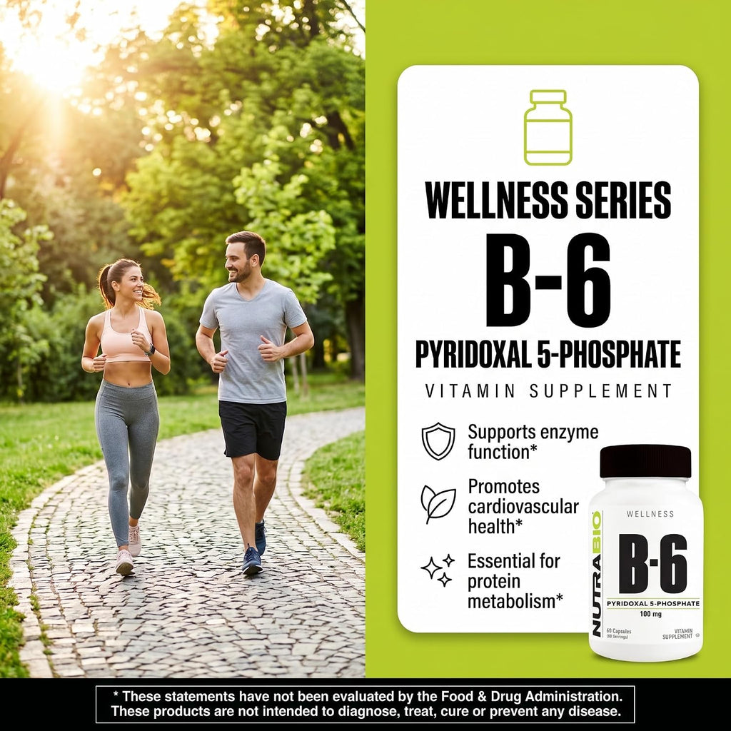 NutraBio Vitamina B6 P5P (Piridoxal 5-Fosfato) 100 mg por dosis - 60 cápsulas vegetales