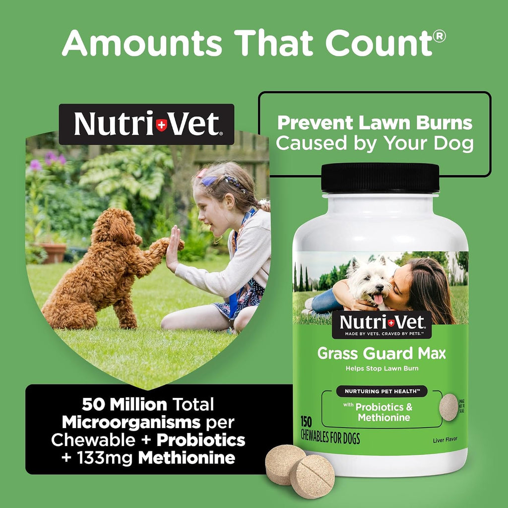 Nutri-Vet Grass Guard Masticables para Perros - Neutralizador de Orina y Apoyo Digestivo, 150 Comprimidos