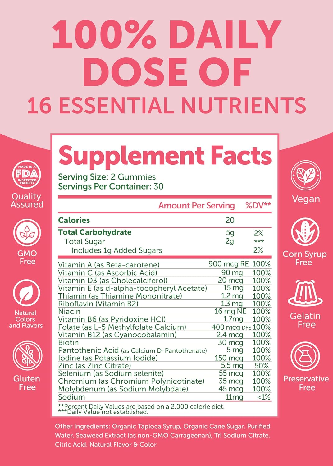 Lunakai Gominolas Multivitamínicas para Mujeres – 16 Vitaminas Esenciales – Sabor Limón – 60 Gomitas