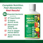 Life's Fortune Multivitamínico Líquido para Adultos y Mayores – 90+ Nutrientes, Sabor Tropical, 946 ml