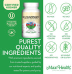 Vitamina B12 Sublingual con Ácido Fólico y Biotina - 180 Pastillas Sabor Fresa - Maxi Health