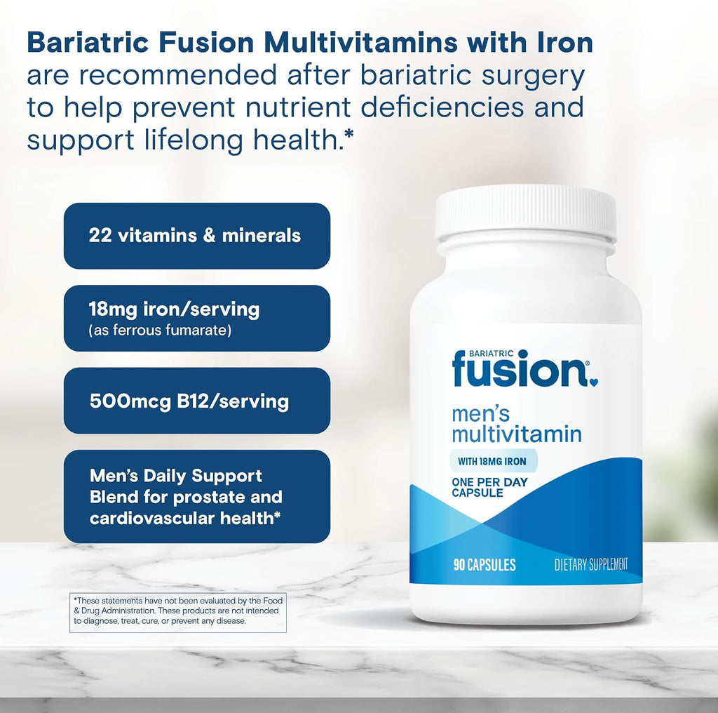 Bariatric Fusion Multivitamínico Diario para Hombres con Hierro - 90 Cápsulas (3 Meses)