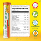 T&D Multivitamínico Alemán 10 Vitaminas - 40 Comprimidos Efervescentes Veganos - Sabor Naranja - Hecho en Alemania