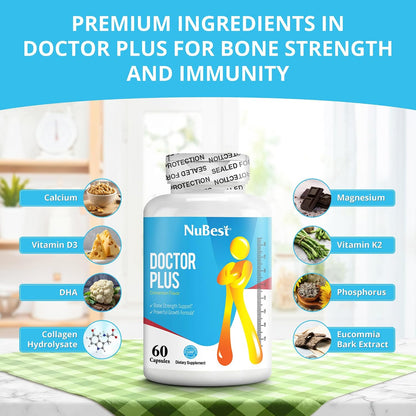 NuBest Doctor Plus con Calcio, Vitamina D3, Vitamina K2 (MK7) y Magnesio - 60 Cápsulas – Image 2