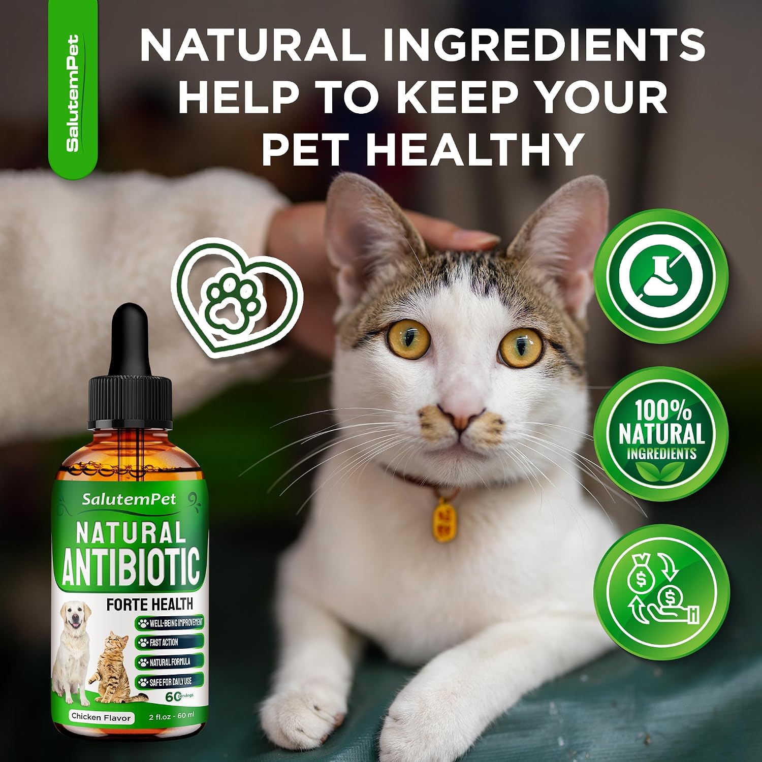 Forte Health Suplemento Herbal para Perros y Gatos - Sabor a Pollo - 60 ml