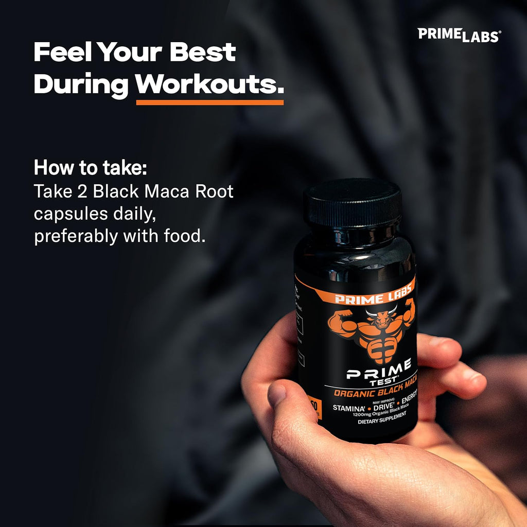 Prime Labs Maca Negra Orgánica 1200mg - Extracto 20:1 - 60 Cápsulas