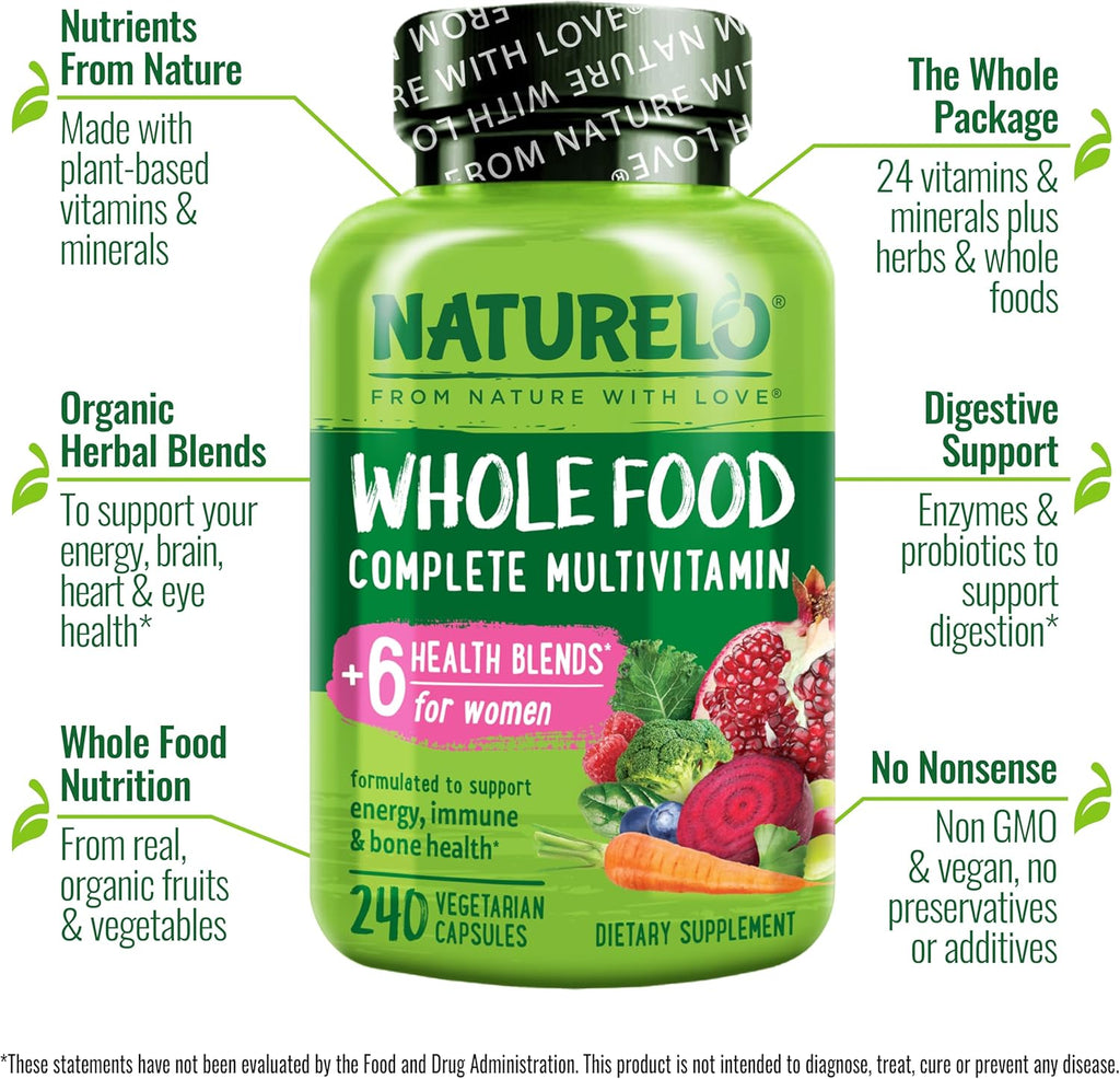 NATURELO Multivitamínico Integral para Mujeres - 240 Cápsulas Veganas