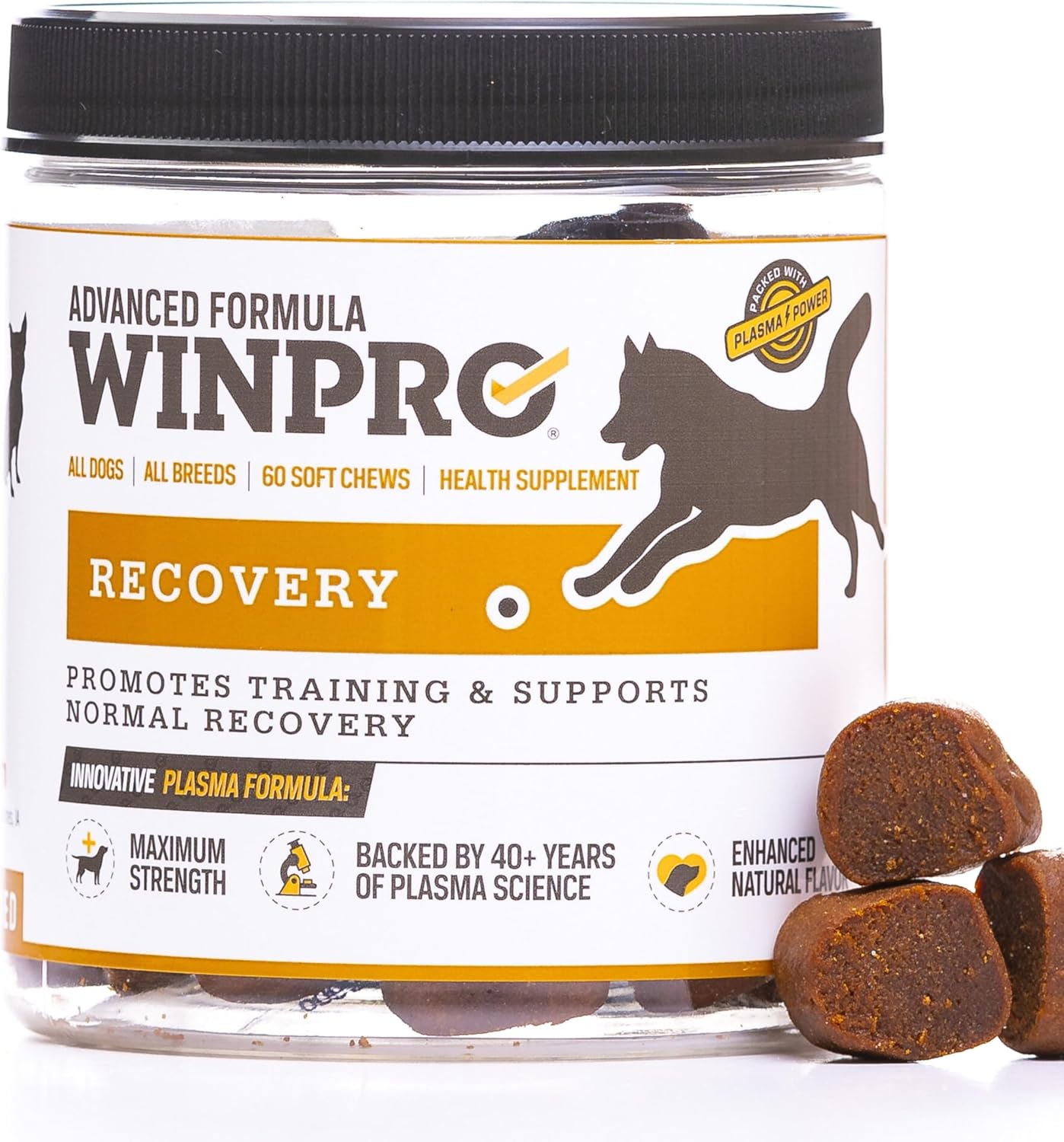 WINPRO Recovery Soft Chews para Perros, 60 masticables con plasma