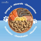 PawRise Multivitamínico Liofilizado para Perros - Probióticos, Glucosamina, Omega-3 - 200 Masticables