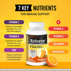 Airborne 1000mg Vitamina C + Zinc Complemento Alimenticio, Comprimidos Masticables Sabor Cítricos, 116 Comprimidos (2 Envases)