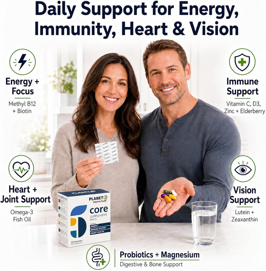 Planet 3 Daily Vitamin Packs – Multivitamínico Diario para Hombres y Mujeres (30 Sobres)