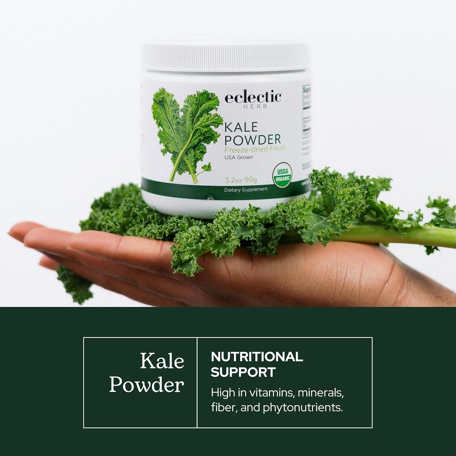 Eclectic Herb - Kale en polvo ecológico, superalimento verde con vitaminas y minerales, 90 g