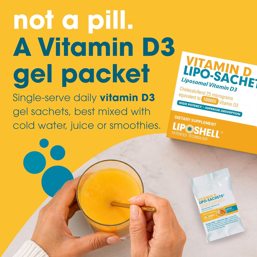 Vitamin D3 Lipo-Sachets - 30 Sobres de Vitamina D3 Liposomal de Alta Absorción