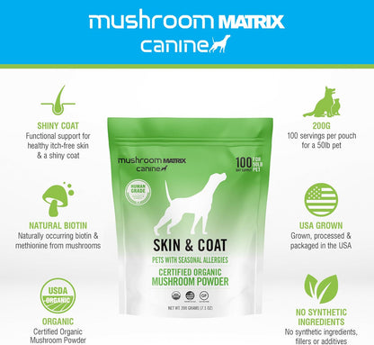Om Mushroom Matrix Skin & Coat - Suplemento de Hongos Orgánicos para Perros y Gatos (200 g) – Image 3