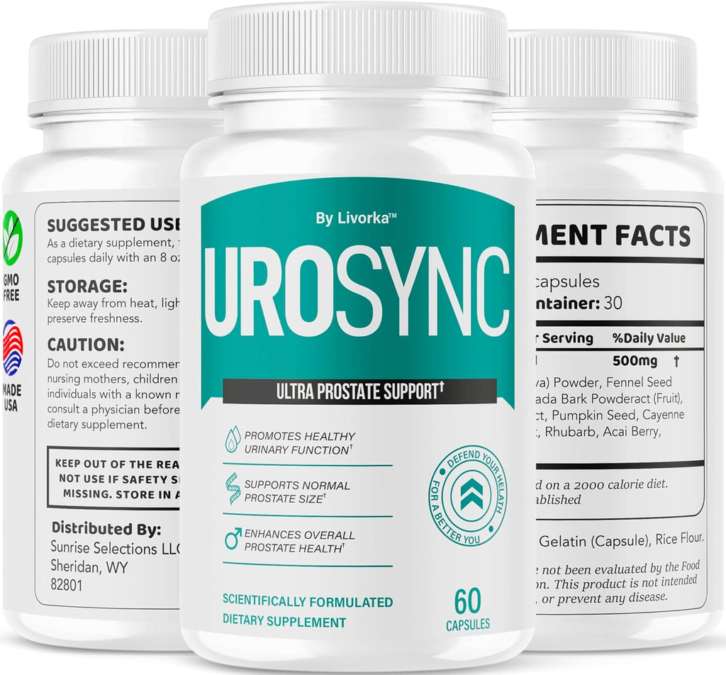 UroSync Cápsulas - Suplemento Oficial para Hombres con Ingredientes Naturales, Fórmula Premium UroSyncPro, para el Bienestar Diario, 60 Cápsulas (1 Mes)