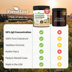 ForestLeaf Colostrum en Polvo 50% IgG, Concentración Pura, de Pasto, Sin Sabor, 45 Porciones