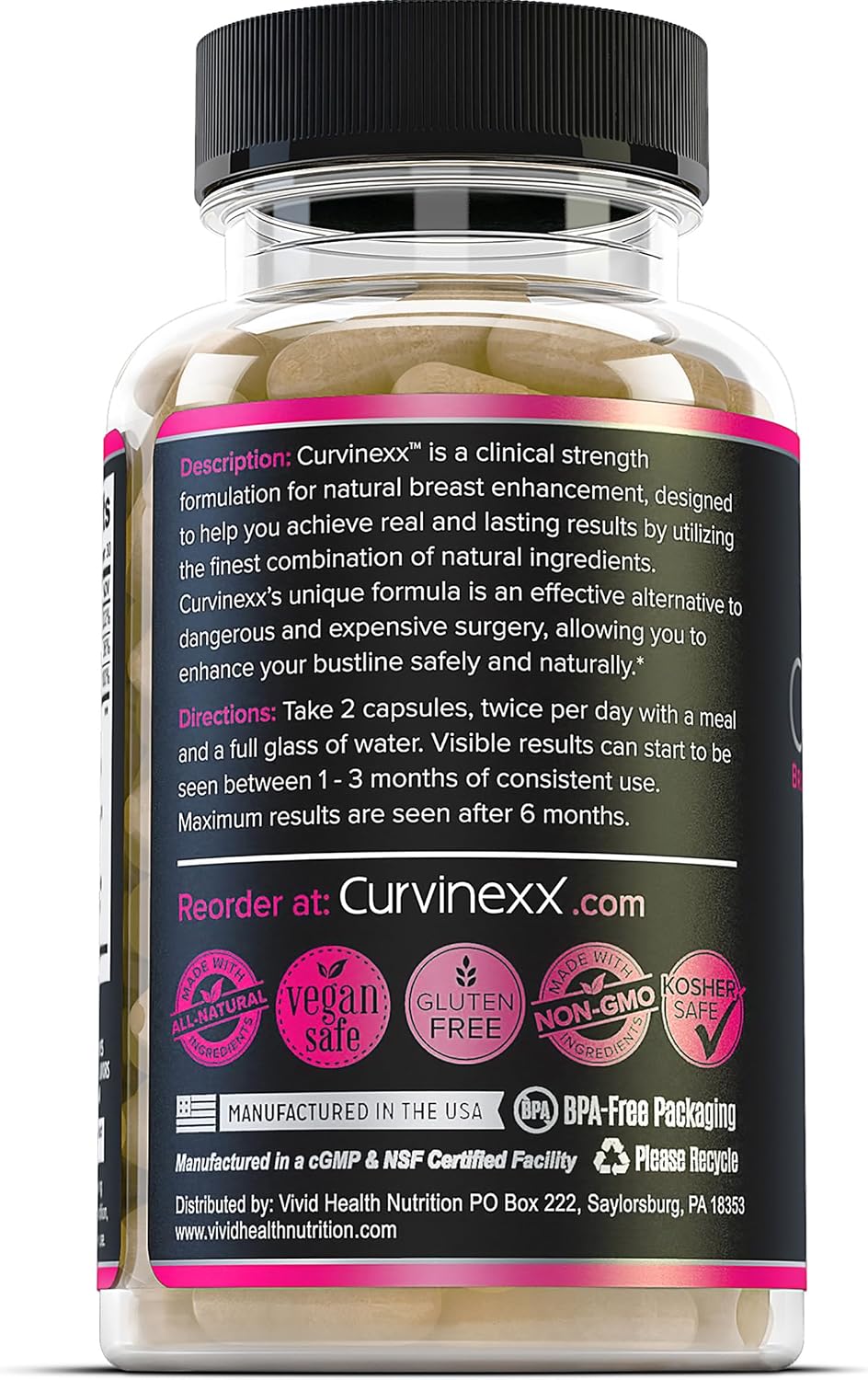 Curvinexx Suplemento Natural para el Realce y Firmeza del Busto (3 Botellas)