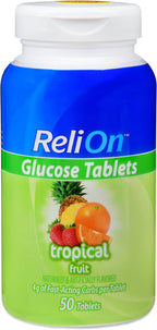 Relion Glucose Tablets - Sabor Tropical - 50 Comprimidos