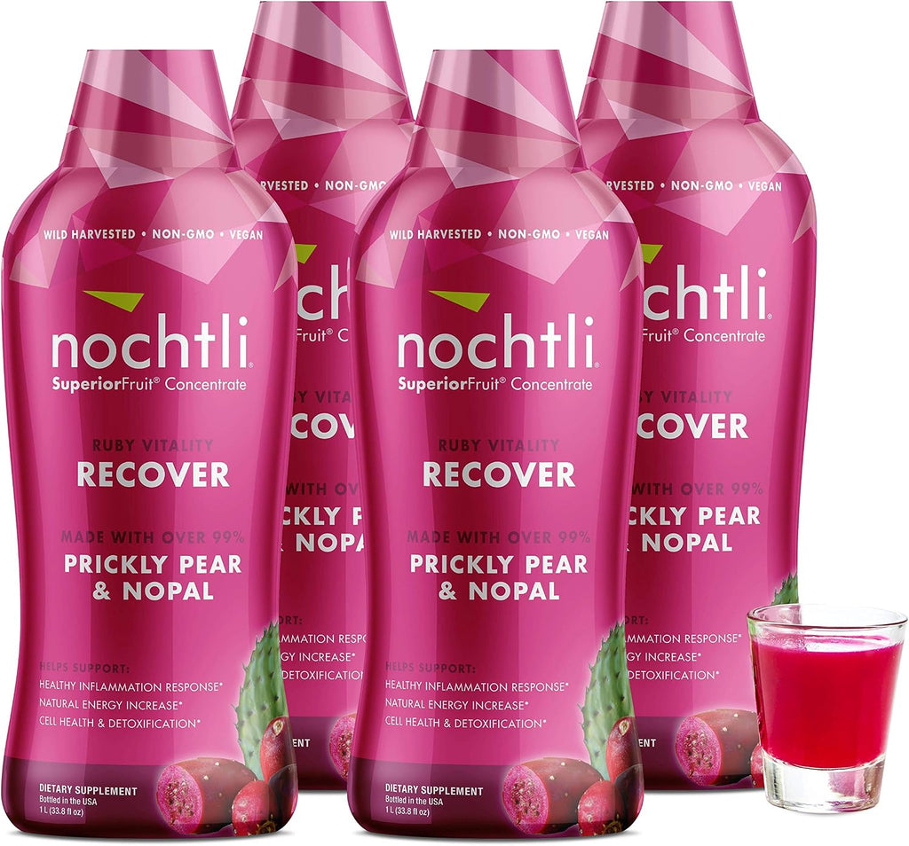nochtli Recover Suplemento Líquido de Higo Chumbo y Nopal 1L (Pack de 4)