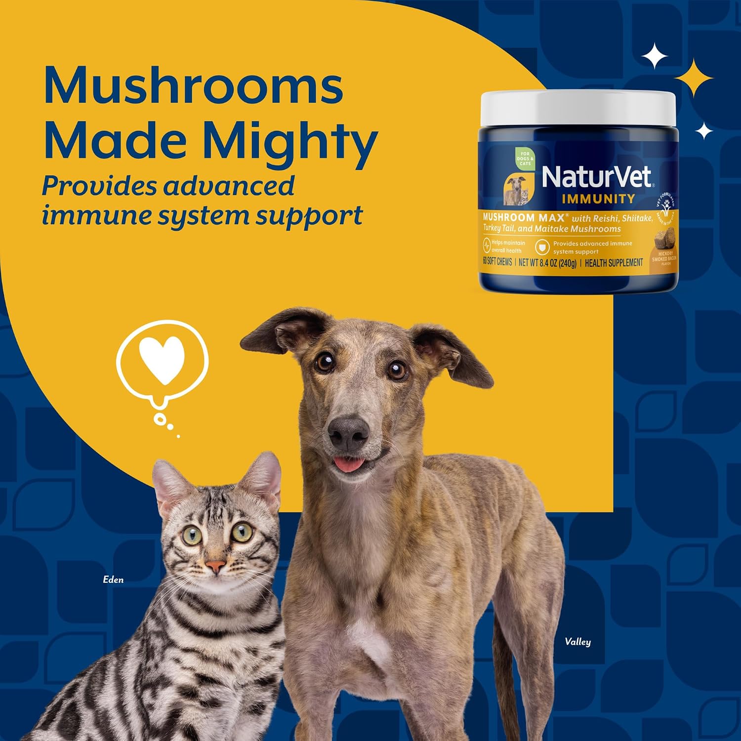 NaturVet Mushroom Max Advanced Immune Support – Suplemento para Perros (60 comprimidos)